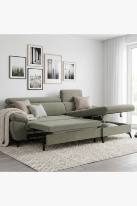 Modern balos sarok ülőgarnitúra fekvőfunkcióval, turtle szövet,